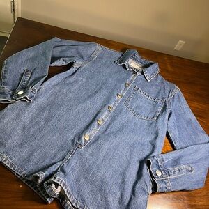 Parker Light Blue Denim Button-romper